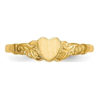 14K Yellow Gold Children's Heart Signet Ring – view 5