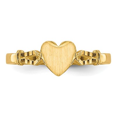 14K Yellow Gold Kids' Heart Signet Ring – view 5