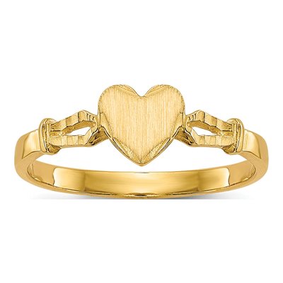 14K Yellow Gold Kids' Heart Signet Ring