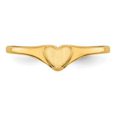 14K Yellow Gold Kids' Heart Signet Ring – view 5