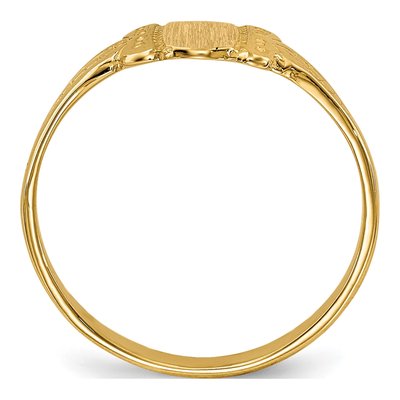 14K Yellow Gold Kids' Fancy Oval Signet Ring – view 3