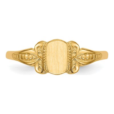 14K Yellow Gold Kids' Fancy Oval Signet Ring – view 5