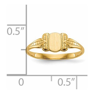14K Yellow Gold Kids' Fancy Oval Signet Ring – view 6