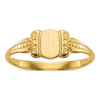 14K Yellow Gold Kids' Fancy Oval Signet Ring