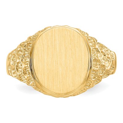 Men's 14K Yellow Gold Oval Nugget Signet Ring – view 5