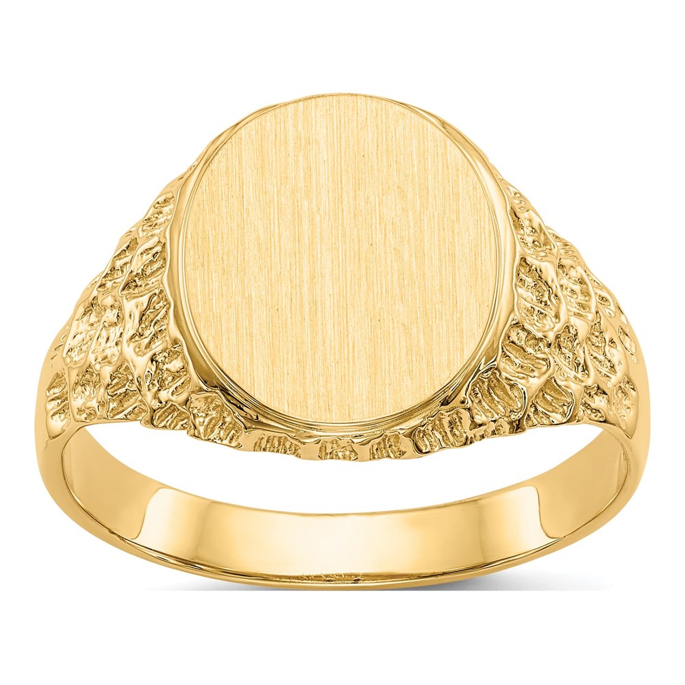Men's 14K Yellow Gold Oval Nugget Signet Ring