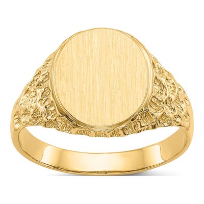 Men's 14K Yellow Gold Oval Nugget Signet Ring
