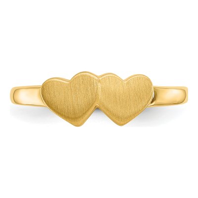 14K Yellow Gold Double Heart Signet Ring – view 5