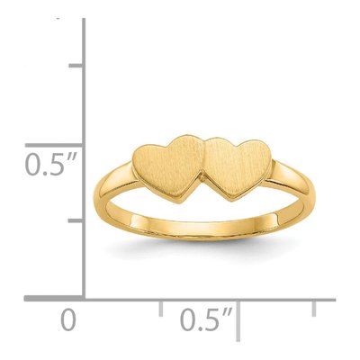 14K Yellow Gold Double Heart Signet Ring – view 6
