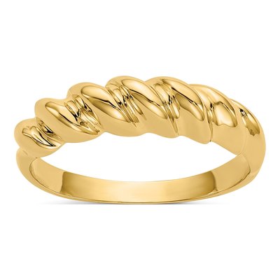 14K Yellow Gold Twisted Dome Ring