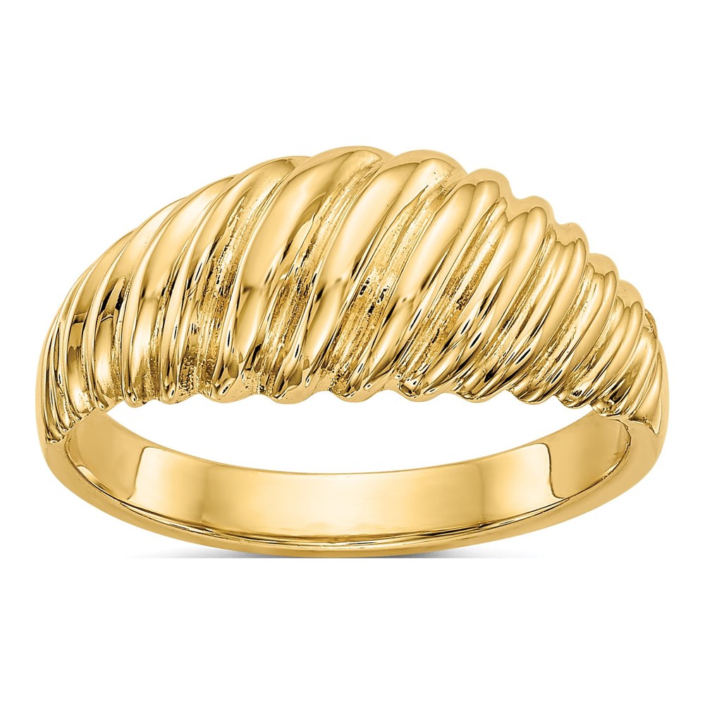 14K Yellow Gold Scalloped Dome Ring