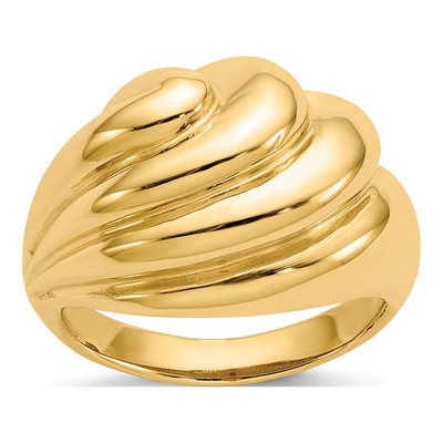 14K Yellow Gold Swirl Dome Ring