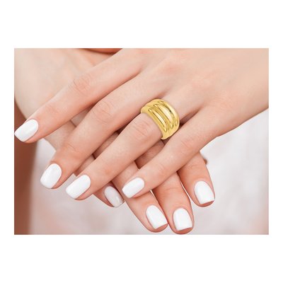 14K Yellow Gold Scalloped Dome Ring – view 7