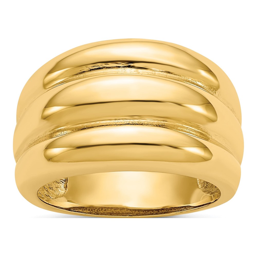 14K Yellow Gold Scalloped Dome Ring