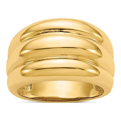 14K Yellow Gold Scalloped Dome Ring
