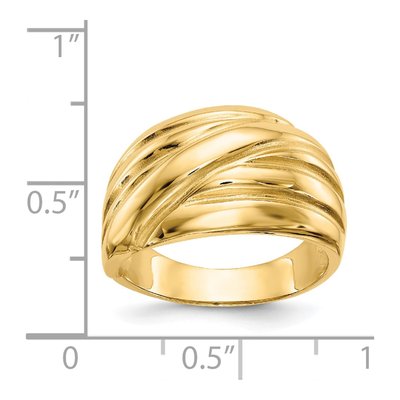 14K Yellow Gold Scalloped Dome Ring – view 4