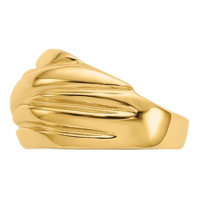 14K Yellow Gold Scalloped Dome Ring – view 5