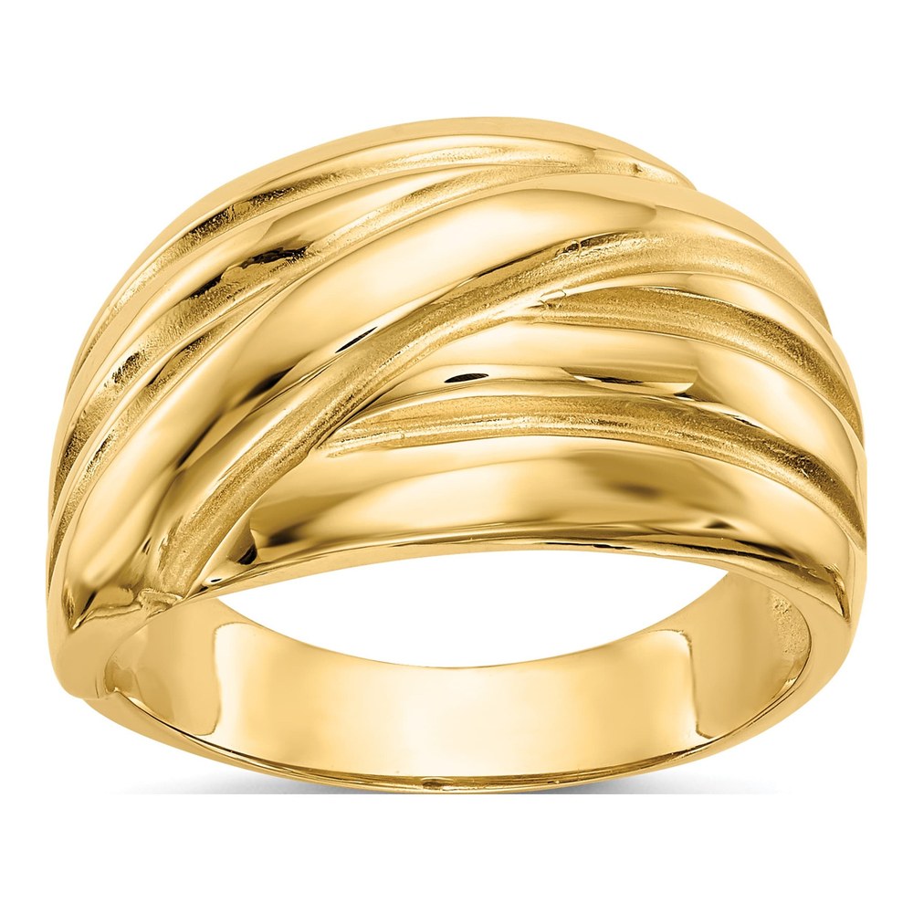 14K Yellow Gold Scalloped Dome Ring