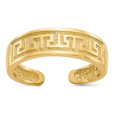 14K Yellow Gold Greek Key Toe Ring