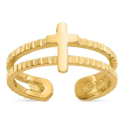 14K Yellow Gold Cross Toe Ring