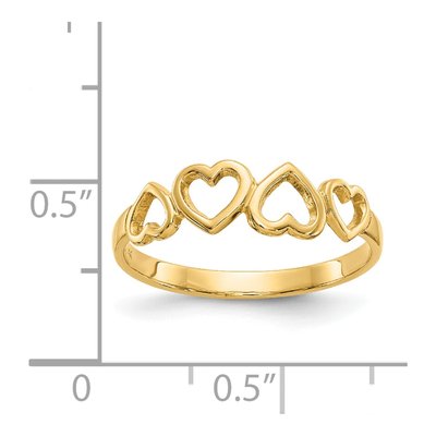 14K Yellow Gold Hearts Ring – view 4
