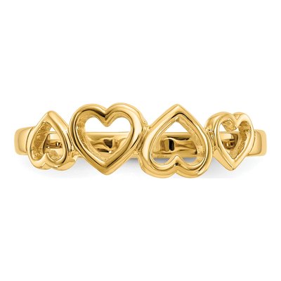 14K Yellow Gold Hearts Ring – view 6