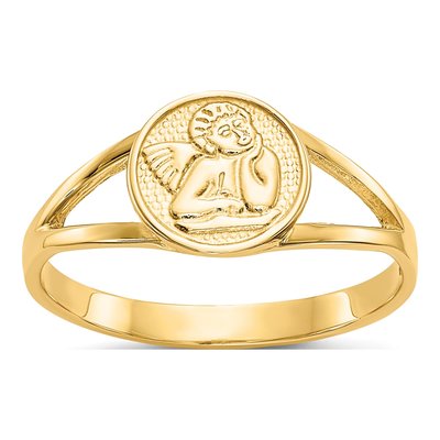 14K Yellow Gold Angel Ring