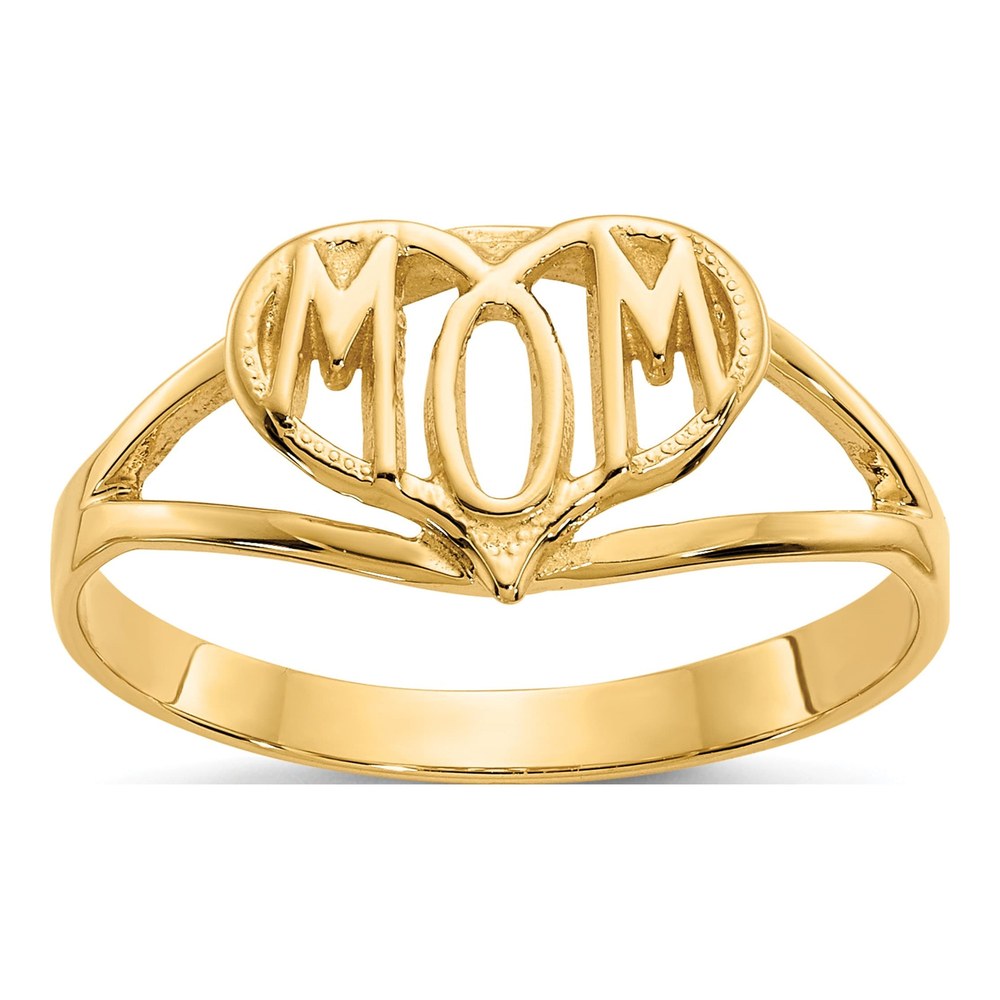 14K Yellow Gold MOM Heart Ring
