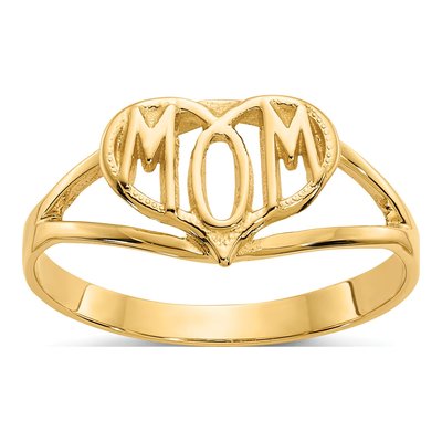 14K Yellow Gold MOM Heart Ring