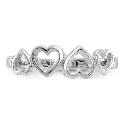 14K White Gold Hearts Ring – view 4