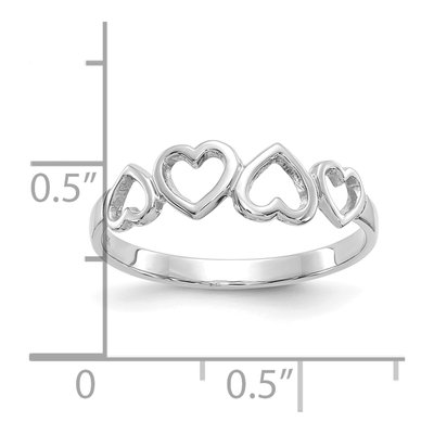14K White Gold Hearts Ring – view 5