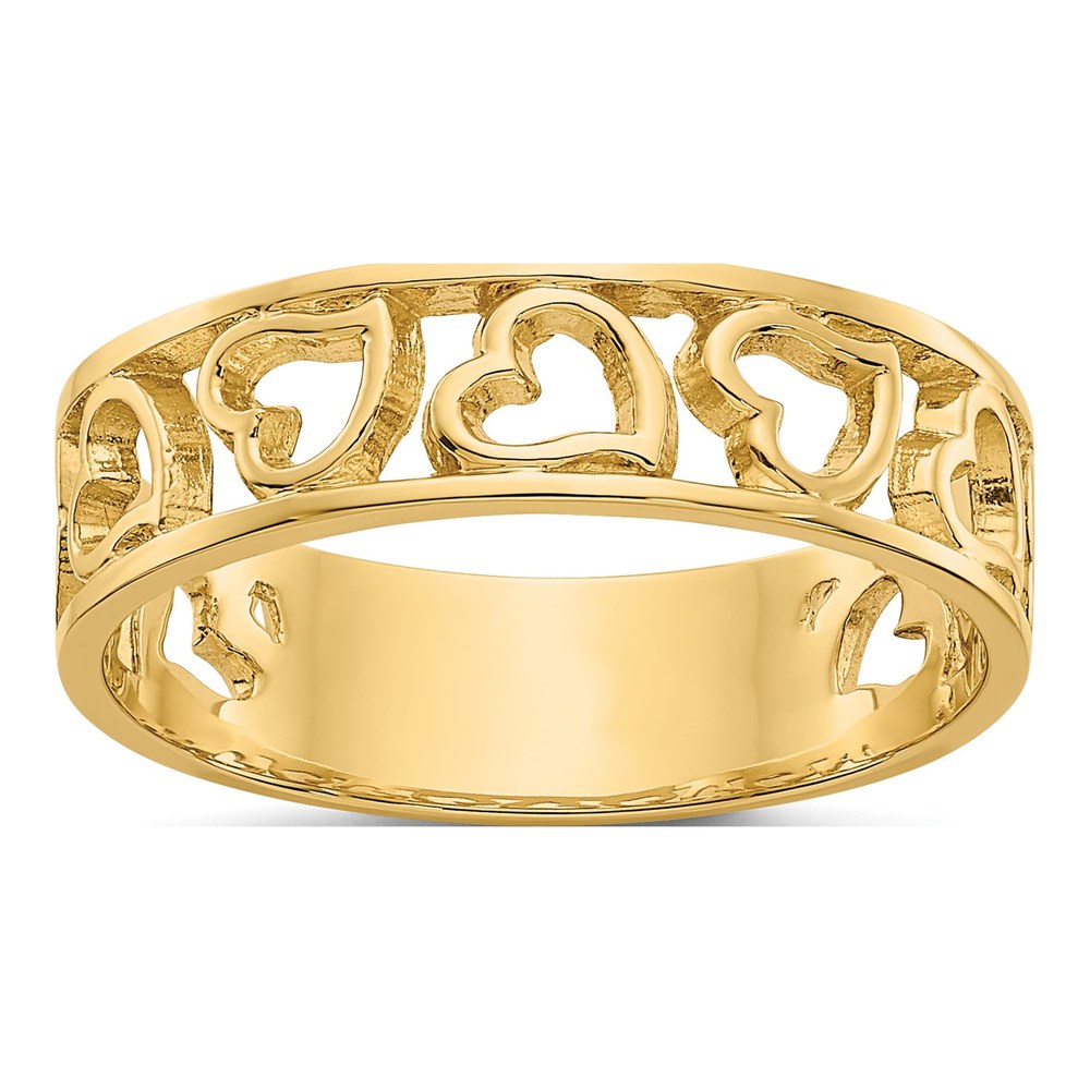 14K Yellow Gold Hearts Ring