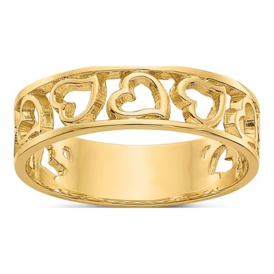 14K Yellow Gold Hearts Ring