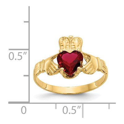 14K Yellow Gold January CZ Claddagh Birthstone Ring – view 3