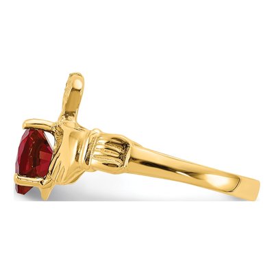 14K Yellow Gold January CZ Claddagh Birthstone Ring – view 4