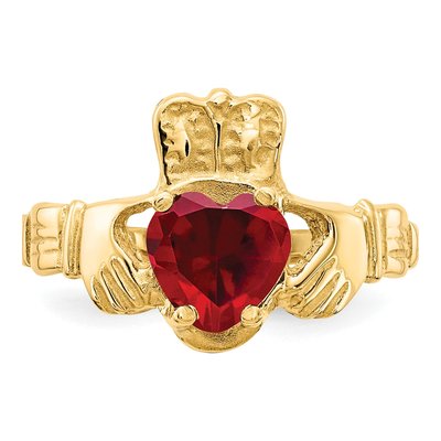 14K Yellow Gold January CZ Claddagh Birthstone Ring – view 5
