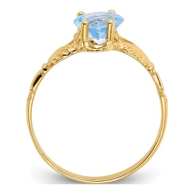 14K Yellow Gold March CZ Claddagh Birthstone Ring – view 2