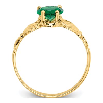 14K Yellow Gold May CZ Claddagh Birthstone Ring – view 2