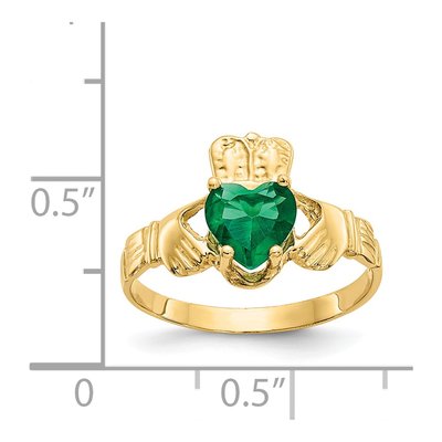 14K Yellow Gold May CZ Claddagh Birthstone Ring – view 3