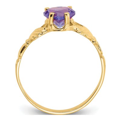 14K Yellow Gold June CZ Heart Claddagh Ring – view 2