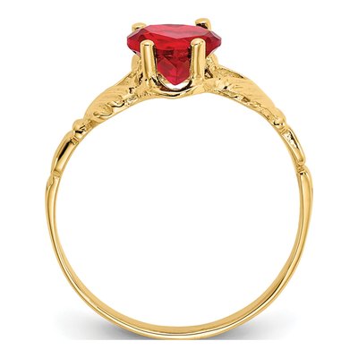 14K Yellow Gold July CZ Claddagh Birthstone Ring – view 2