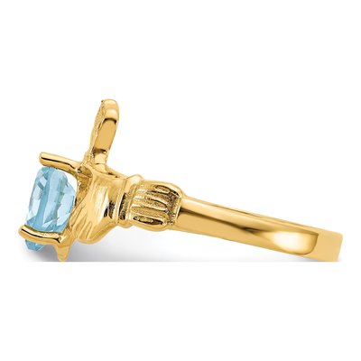 14K Yellow Gold December CZ Claddagh Ring – view 4