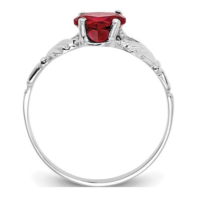 14K White Gold January Birthstone Claddagh Ring – view 2