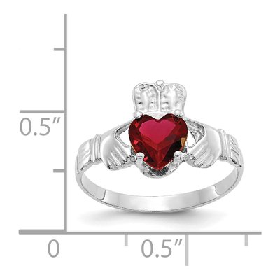 14K White Gold January Birthstone Claddagh Ring – view 3