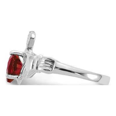 14K White Gold January Birthstone Claddagh Ring – view 4