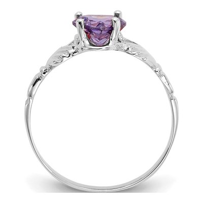 14K White Gold February Birthstone Claddagh Ring – view 2