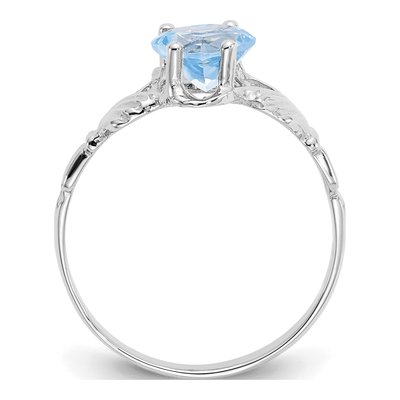 14K White Gold March Birthstone Claddagh Ring – view 2