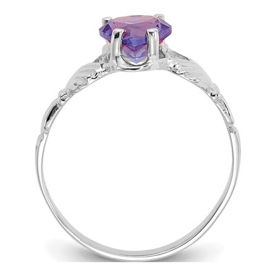 14K White Gold June Birthstone Claddagh Ring – view 2