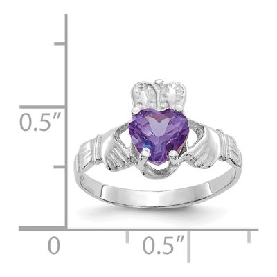 14K White Gold June Birthstone Claddagh Ring – view 3