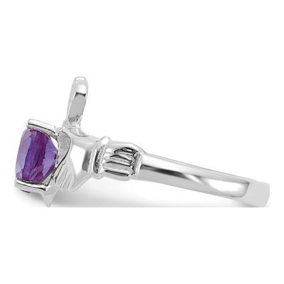 14K White Gold June Birthstone Claddagh Ring – view 4